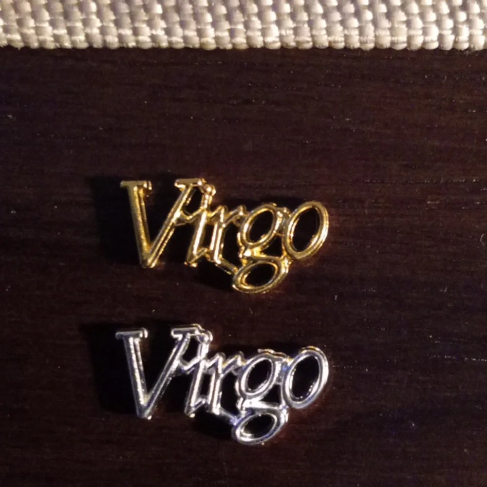 NEW VIRGO ZODIAC GOLD  &  SILVER TONE 3D METAL NAIL CHARMS (2PCS)